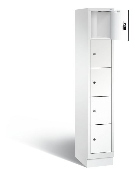 C+P Schließfachschrank Evolo, H1800xB320xT500mm, Farbe: Verkehrsweiß / Dekor Weiß, 48020-105 S10169
