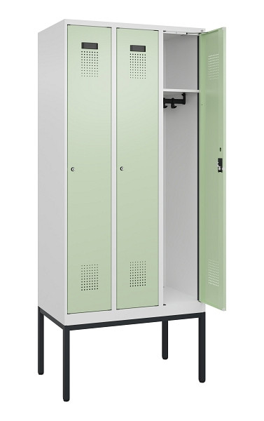 C+P Spind Evolo PLUS, Gestell, 3 Abteile, 2120x900x500mm, 9016/6019, Verschluss Zylinderschloss, Ablageböden 3, 0490307-30 S10046