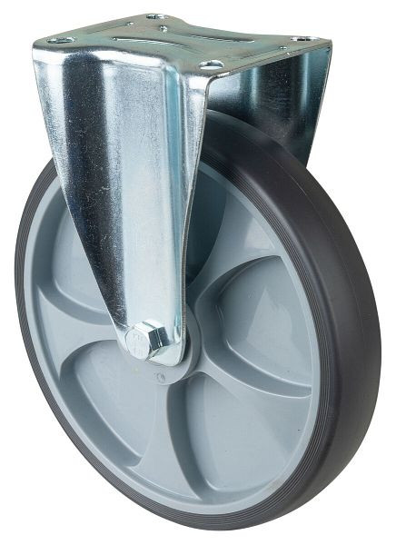 BS Rollen Transportrolle, Bockrolle, Breite 45 mm, Ø250 mm, bis 300 kg, Reifen thermoplastisch grau, Kunststoff, Rollenlager, Platte, L410.B44.250