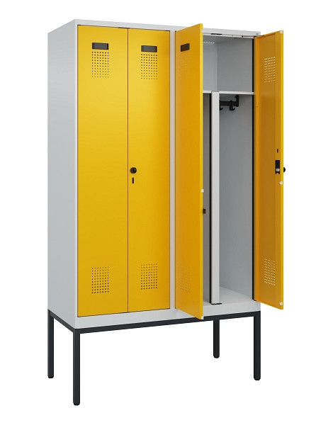 C+P PSA Doppel-Spind Evolo PLUS, Gestell, 4 Abteile, 2120x1200x500mm, 7035/1004, Drehriegel, 0490327-40P S10000