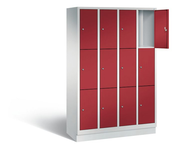 C+P Schließfachschrank Evolo, H1800xB1190xT500mm, Farbe: Lichtgrau / Rubinrot, 48020-403 S10004