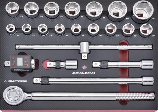 Kraftwerk 22-teilig Steckschlüsselsatz EVA 3/4"+4081-34 mit Teleskop-Umschaltknarre, 4902-090