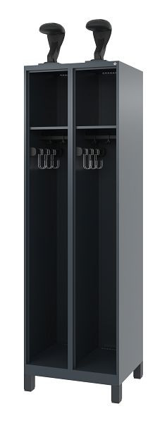 C+P Feuerwehrspind Evolo, Modell EXPERT, 2 Abteile, H1850B600T500 mm, Anthrazit, Füße, 0491015-20 S10007