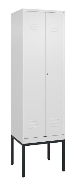 C+P Umkleidespind Classic PLUS, Doppel-Spind, Gestell, 2 Abteile, 2120x600x500mm, 9016/9016, Zylinderschloss, 0800327-20P S10029