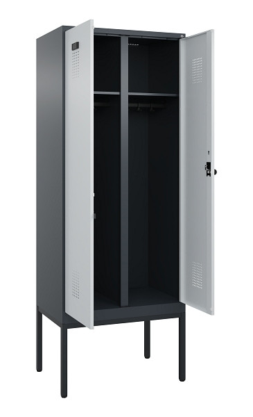 C+P Schwarz-Weiß-Spind Evolo PLUS, Gestell, 2 Abteile, 2120x800x500mm, 7016/7035, Drehriegel, 0490327-22 S10017