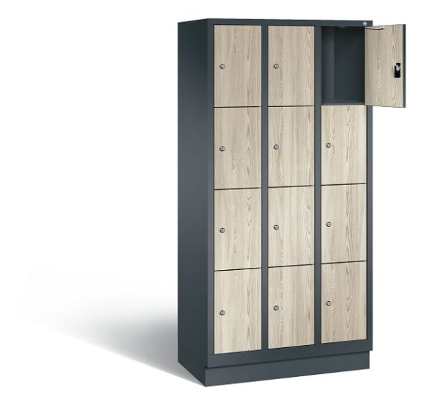 C+P Schließfachschrank Evolo, H1800xB900xT500mm, Farbe: Anthrazitgrau / Dekor Sen-Esche, 48020-304 S10261