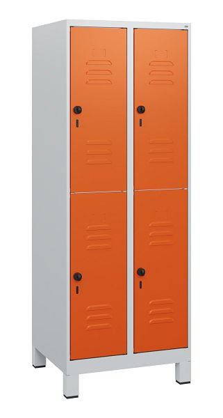 C+P Doppelstöckiger Spind Classic PLUS, Füße, 2 Abteile, 1630x600x500mm, 7035/2004, Drehriegel, 0803105-20 S10060