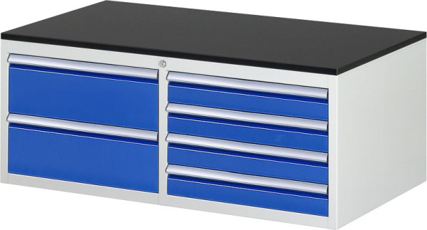 RAU Schubladenschrank Serie 7000, B1145xT650xH460mm, Schubladen: links: 2xH180mm, rechts: 4xH90mm, Arbeitsplatte melaminharzbeschichtet, 03-LL2.0.7A-M.11