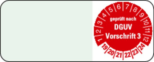 Schilder Klar Kabelprüfplakette ab 23 nach DGUV Vorschrift 3 rot/weiß (alte Norm: BGV A3), 50x20 mm Folie selbstklebend, VE: 40 Stück, 59/71.23
