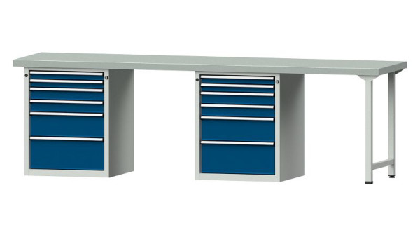 ANKE Werkbänke Kombiwerkbank, Modell 916 V, 2800 x 700 x 850 mm, RAL 7035/5010, ZBP 50 mm, 415.158