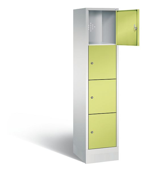 C+P Stahl-Ladeschrank Evolo, 4 Fächer, H1800xB420xT500 mm, Lichtgrau/Viridingrün, 48020-1204EB S10008