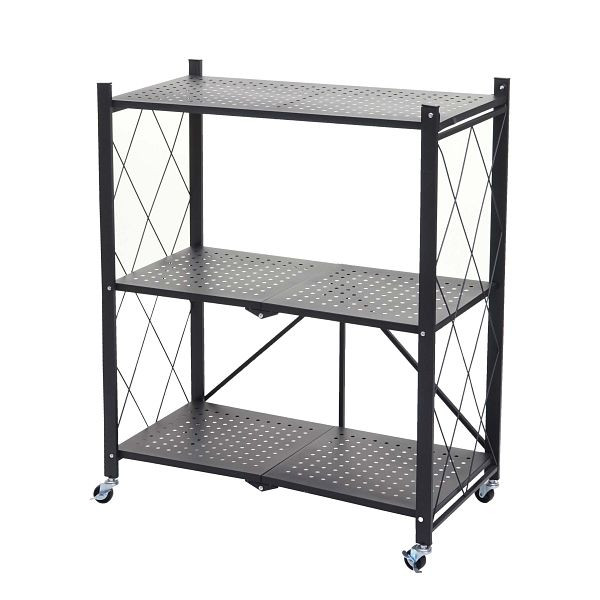 Mendler Regal HWC-J85, Standregal Wohnregal, faltbar/klappbar Stahl, schwarz, 3 Ebenen, 83783