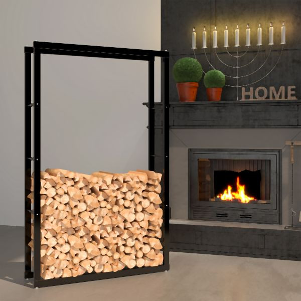 Metra Kaminholzregal für Innen und Außen, Metall Brennholzregal außen 100x25x150 cm, 10907
