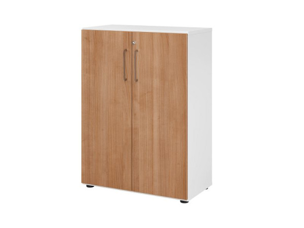 Hammerbacher Schrank 3OH 938T3 Weiß/Nussbaum, 80 x 42 x 110 cm, V938T3/W/N/BS