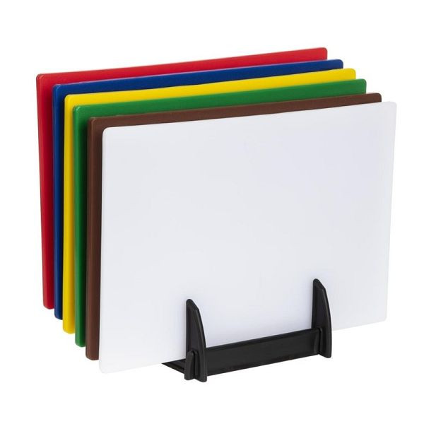Hygiplas Standard LDPE Schneidebretter Set mit Ständer, FY329