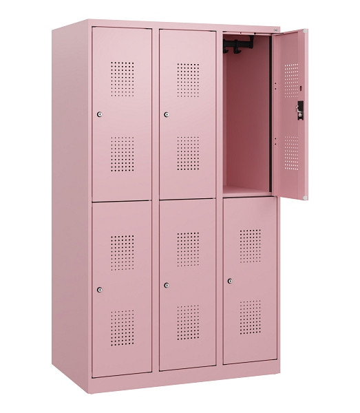 C+P Doppelstöckiger Spind Evolo PLUS, 6 Fächer, 1530x900x500mm, 3015/3015, Zylinderschloss, 0493005-30 S10074