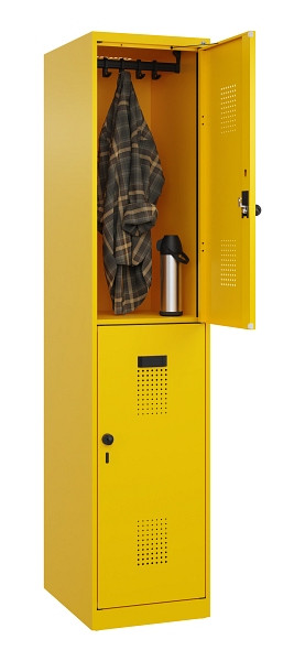 C+P Doppelstöckiger Spind Evolo PLUS, 2 Fächer, 1850x400x500mm, 1023/1023, Drehriegel, 049300-12 S10022