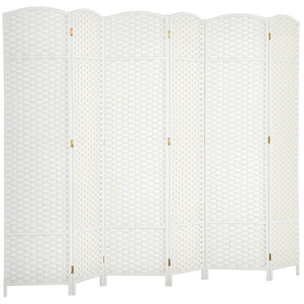 HOMCOM 6-teiliger Raumtrenner, Faltbarer Sichtschutz, Sichtschutzwand für Wohnzimmer, 830-814V01WT