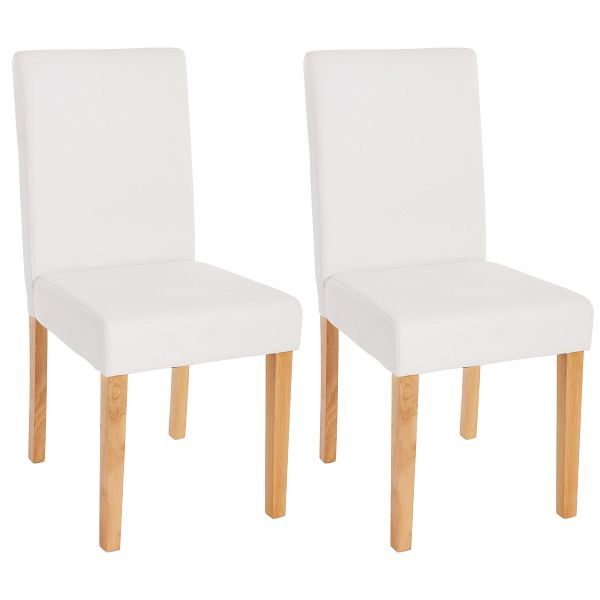 Mendler 2er-Set Esszimmerstuhl Stuhl Küchenstuhl Littau, Kunstleder, weiß matt, helle Beine, 33683