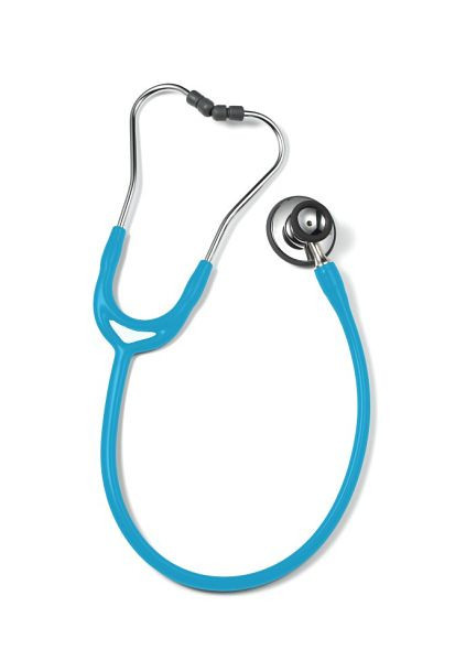 ERKA Stethoskop für Erwachsene mit soft Ohroliven, Membranseite (Dual-Membrane) und Trichterseite, Zweikanalschlauch Precise, Farbe: hellblau, 531.00025