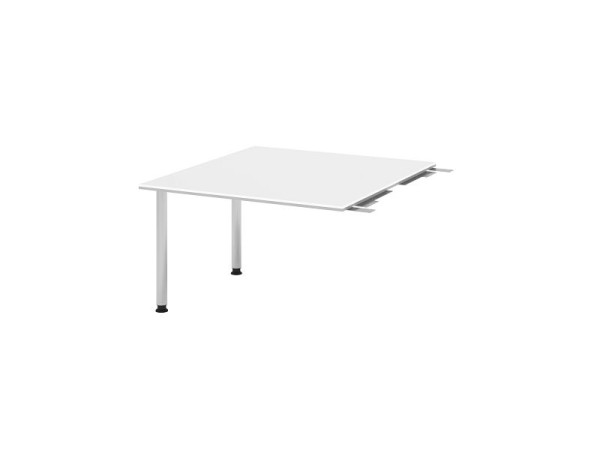 Hammerbacher Verkettungsplatte VKT, Farbe Tischplatte: Weiß, Platte: 1200 x 1300 x 25 mm, Rundrohr-Fuß Chrom, Arbeitshöhe: 720 - 740 mm, VKT12C/W/C