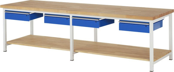 RAU Werkbank höhenverstellbar 8002A7, B3000xT900xH840-1040mm, 4x Schublade-Teilauszug, 03-8002A7-309B4H.11