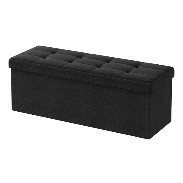 SONGMICS Ottoman Speicher, Tintenschwarz, 110x38x38 cm, LSF077B01
