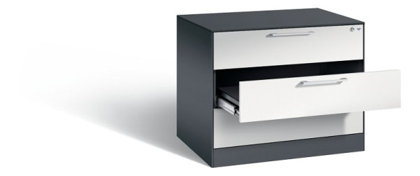 C+P Schubladenschrank Asisto, H710xB800xT600mm, Farbe: Schwarzgrau / Lichtgrau, Bügelgriff, 146273-324 S10024