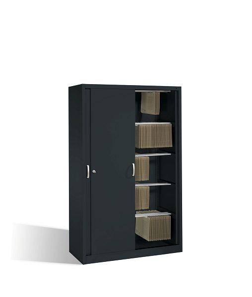 C+P Schiebetürenschrank Acurado, H1950xB1200xT500mm, Farbe: Schwarzgrau, Bügelgriff, 2050-60 S10019