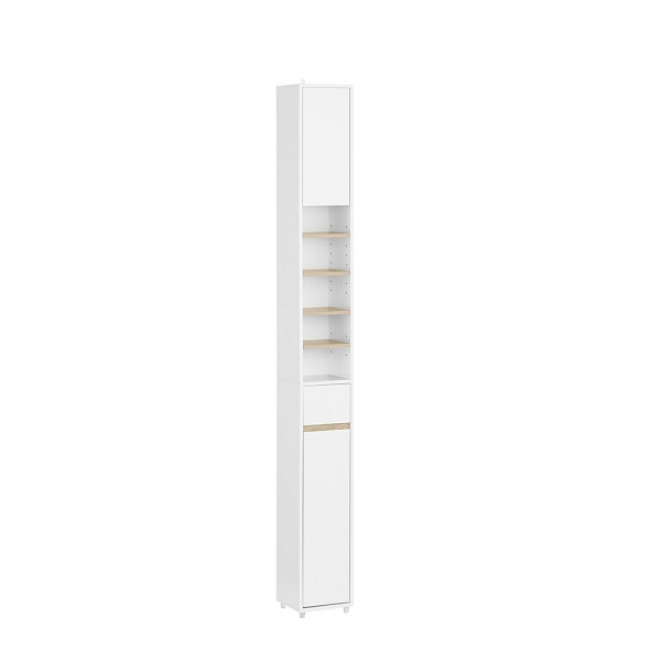 SoBuy Badezimmerhochschrank mit einer Schublade Holzfarbe 20x20x180 cm, Funktional, BZR34-WN