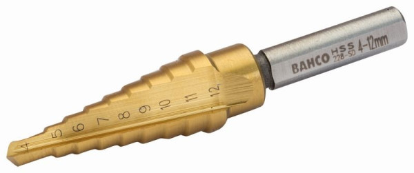 Bahco Stufenbohrer, 1/4" (6 mm), Bohrlöcher 4-12 mm, 1 mm-Schritte, 228-SD
