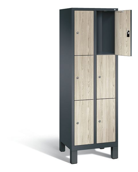 C+P Schließfachschrank Evolo, H1850xB610xT500mm, Farbe: Anthrazitgrau / Dekor Sen-Esche, 48010-203 S10172