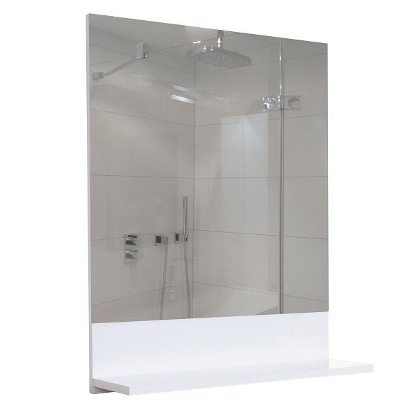 Mendler Wandspiegel mit Ablage HWC-B19, Badspiegel Badezimmer, hochglanz 75x80cm, weiß, 57629