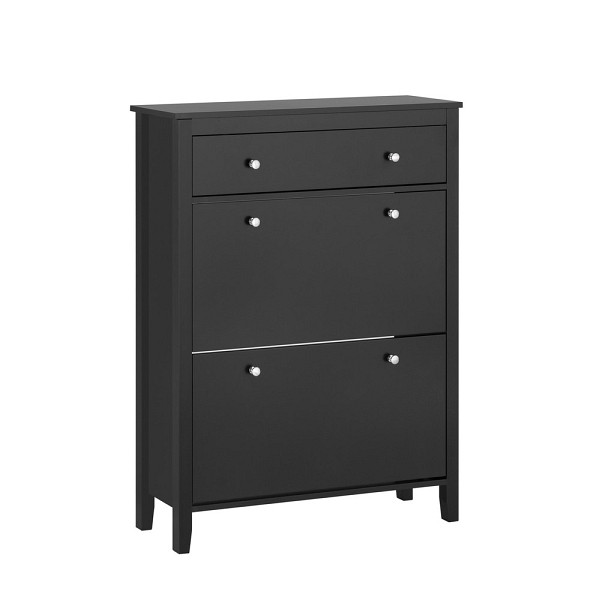 SoBuy Schuhschrank mit einer Schublade Schwarz 78x25x108 cm, Nordisch, FSR89-SCH