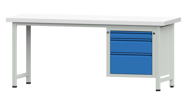 ANKE Werkbänke Kombiwerkbank, Modell 730 E, 2000 x 700 x 850 mm, RAL 7035/5012, KSP 50 mm, 510.811
