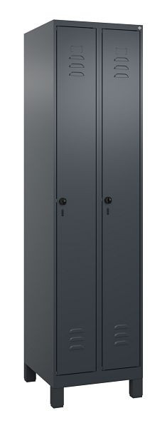 C+P Umkleidespind Classic PLUS, Füße, 2 Abteile, 1950x500x500mm, 7016/7016, Drehriegel, 080010-29 S10012