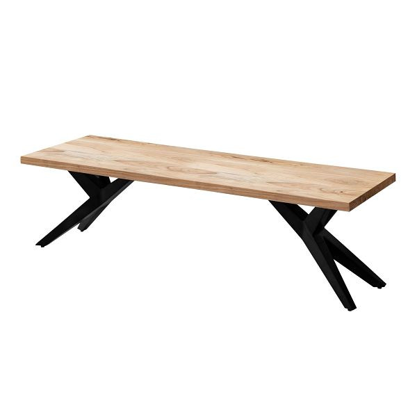 Wohnling Esszimmerbank 160x45x45cm Akazie Massivholz Metall Loft-Style, Esstischbank Holzbank Massiv ohne Lehne, Sitzbank Esszimmer Groß, WL7.228