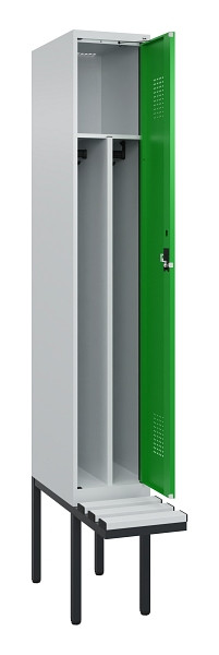 C+P Spind Evolo PLUS, 1 Abteile, 2120x300x815mm, 7035/6037, Haken 4, Zylinderschloss, Material Sitzfläche Kunststoff, 0490407-10F S10092