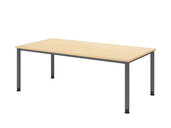 Hammerbacher Schreibtisch HS2E, 200 x 100 cm, Platte: Ahorn, 25 mm dick, 4-Fuß-Gestell in Graphit, Arbeitshöhe 68,5-81cm, VHS2E/3/G