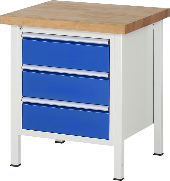 RAU Werkbank Serie 8000 - Gestell-Bauweise (Schweißgestell), Unterbau-Container (3x Schublade), 750x840x700 mm, 03-8157A2-077B4S.11