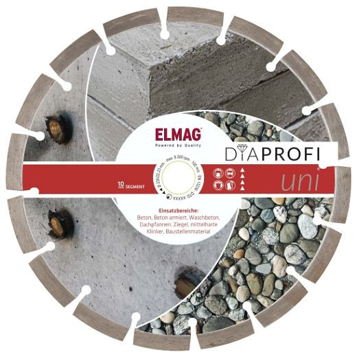 ELMAG DiaProfi-Diamantscheibe UNI Ø350mm, Bohrung: 30,0mm (für Trocken- und Nassschnitt), 62277