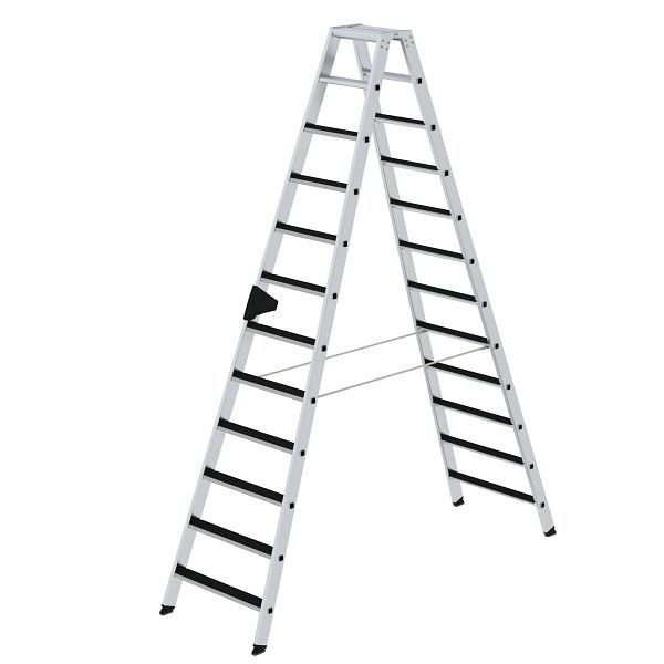 Munk Günzburger Steigtechnik Stufen-Stehleiter beidseitig begehbar mit clip-step 2x12 Stufen, 041612