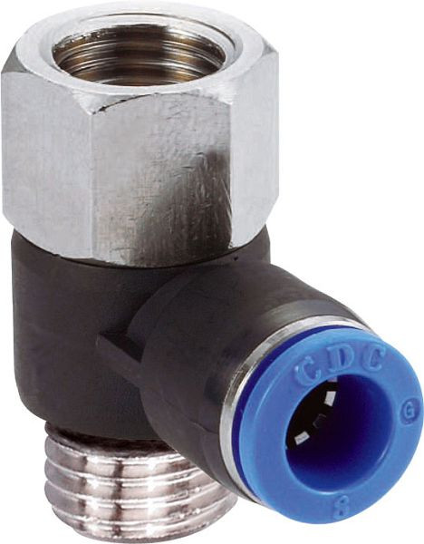 timmer B-WSHI-6-1/4-KU, 3Winkel-Schwenkverschraubung mit Innen- und Außengewinde, Schlauch-Ø: 6 mm, VE: 10 Stück, 03180474