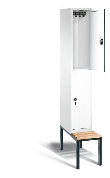 C+P Spind doppelstöckig Evolo, H2090xB320xT815mm, Farbe: Verkehrsweiß / Dekor Weiß, 48350-10 S10090