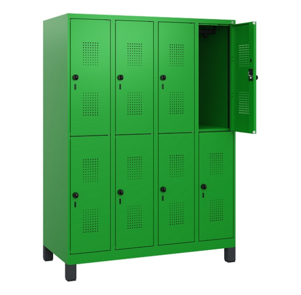 C+P Doppelstöckiger Spind Evolo PLUS, Füße, 8 Fächer, 1630x1200x500mm, 6037/6037, Drehriegel, 0493105-40 S10036