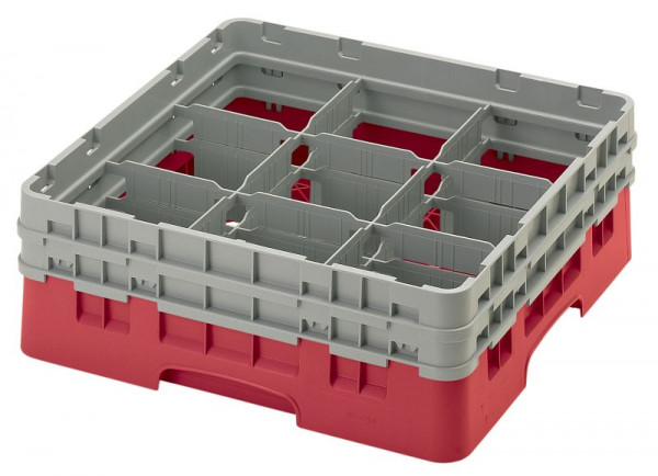 Cambro Spülkorb mit 9 Fächer Camrack® 13,2 cm Rot, 9S434163