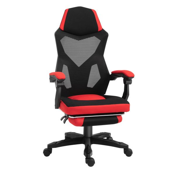 Vinsetto Ergonomischer Bürostuhl Gaming Stuhl Drehstuhl mit Fußstütze Schwarz, 921-233