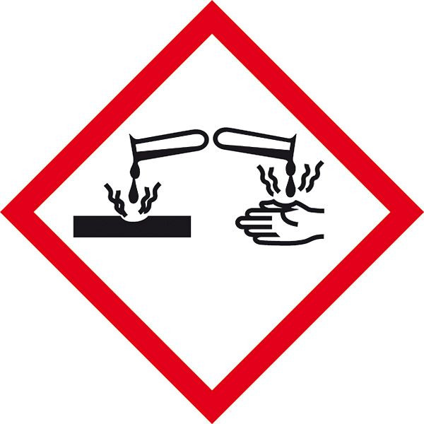 SafetyMarking GHS-Gefahrenpiktogramm, Symbol 05: Ätzwirkung, BxH 10x10 cm, Folie, selbstklebend, 21.B1000-05