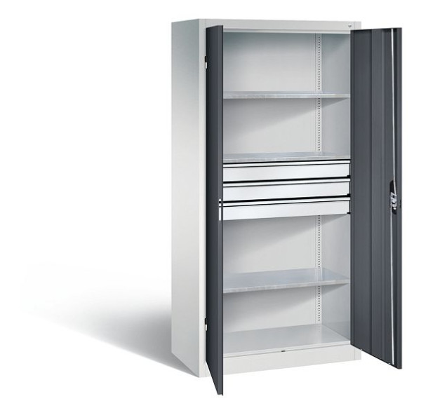 C+P Werkzeugschrank Acurado, H1950xB930xT500mm, Farbe: Lichtgrau / Schwarzgrau, Muldengriff, 8921-5030 S10153