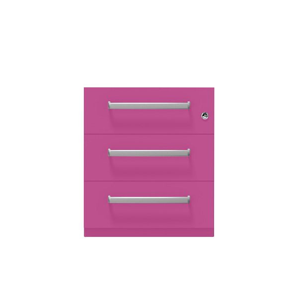 Bisley Rollcontainer Note™, 3 Schubladen, Tiefe 775 mm, Designgriff, 681 fuchsia, NWH79M7BBB681